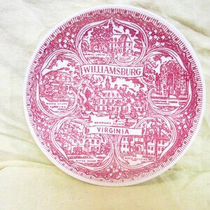 VTG WILLIAMSBURG VA COLLECTIBLE PLATE, RED TRANSFERWARE